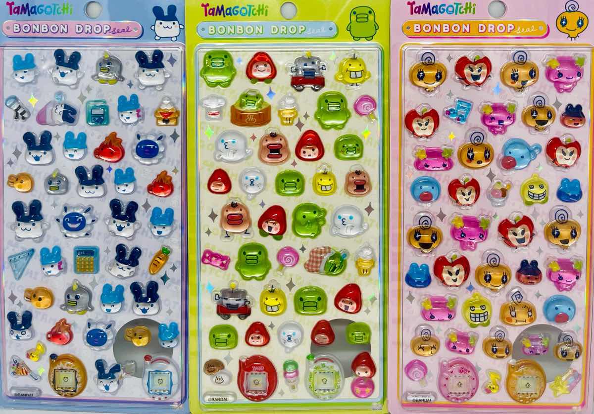 Grid of Bonbon Drop motifs: sweets, fruits, animals, sparkling hearts / ボンボンドロップのモチーフ（スイーツ・フルーツ・動物・キラキラハート）のグリッド構成写真